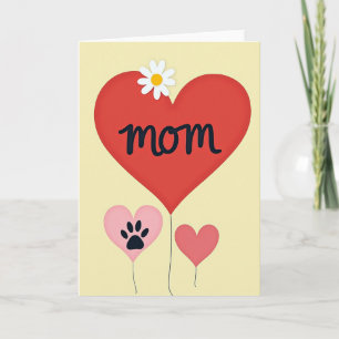 Red Heart Mom Illustration Card