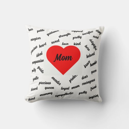 Red heart Mom pillow 