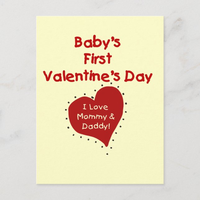 Red Heart Mommy and Daddy Valentine Holiday Postcard (Front)