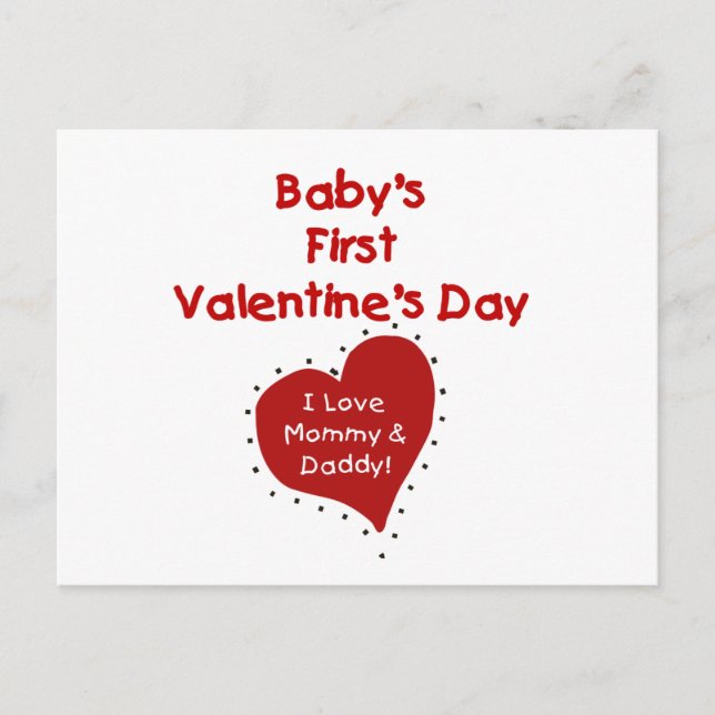 Red Heart Mommy and Daddy Valentine Holiday Postcard (Front)