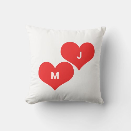 Red Heart Monogram Initial Custom Valentines Cute Outdoor Pillow