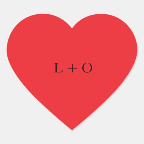Red Heart Monogram Initials Sticker