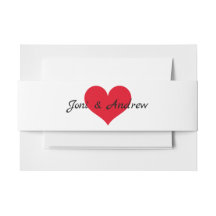 Red Heart Monogram Invitation Belly Band
