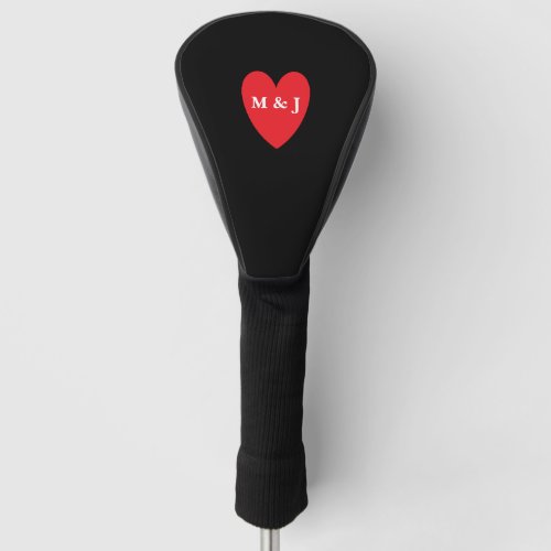 Red Heart Monogrammed Initials Valentines Day Golf Head Cover