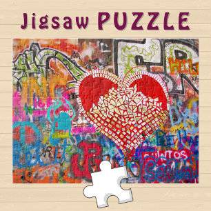 Red Heart Mosaic Graffiti Street Art Photo -  Jigsaw Puzzle