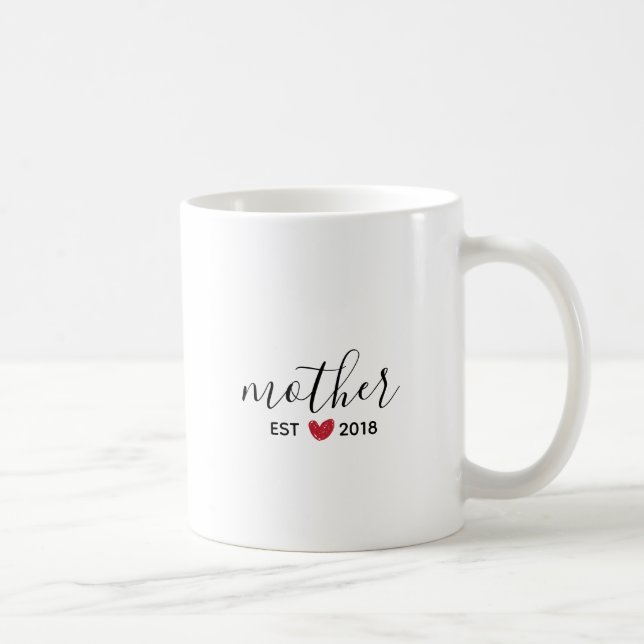 Red Heart Mother Established Year Coffee Mug (Right)