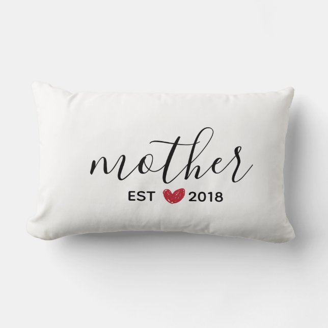 Red Heart Mother Established Year Lumbar Pillow (Front)