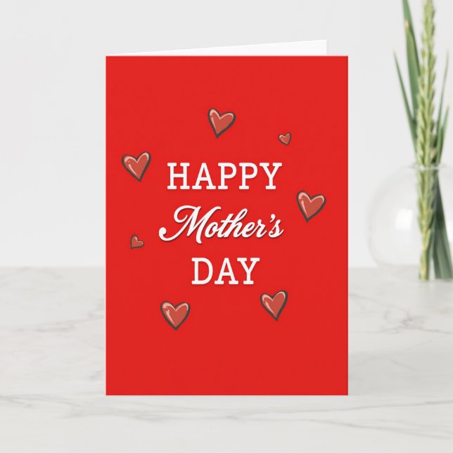 Red Heart Mothers Day Card (Front)