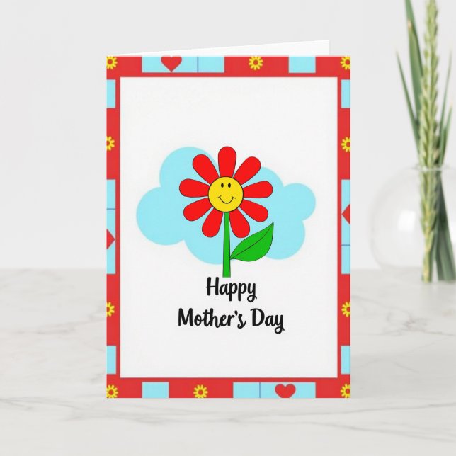 Red Heart Mothers Day Design Card (Front)