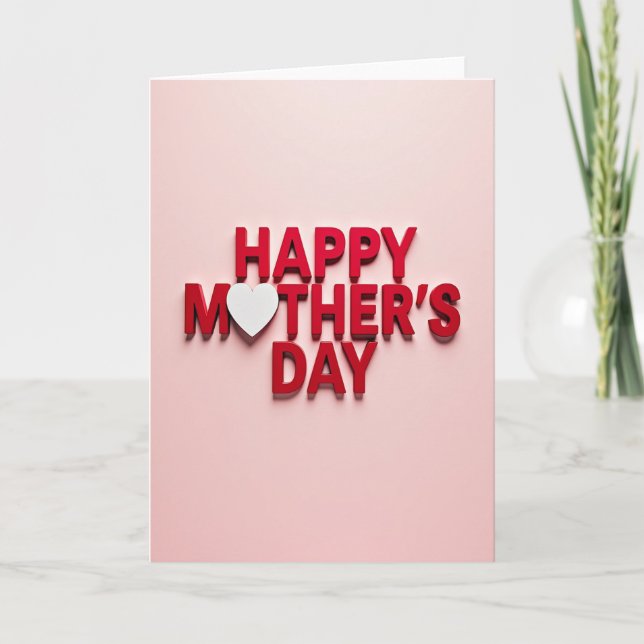 Red Heart Mothers Day Faux Foil Card (Front)