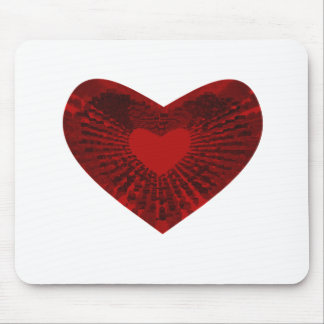 red heart mouse pad