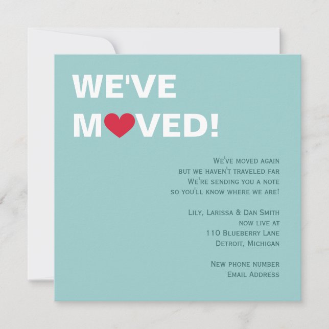Red Heart Moving Invitation (Front)