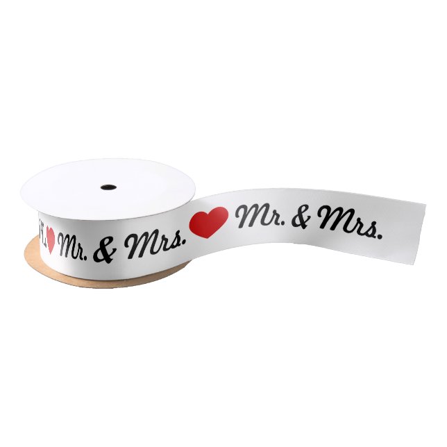 Red Heart Mr. & Mrs. Wedding Satin Ribbon (Spool)