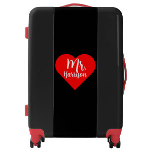 Red Heart Mr Surname Newlywed Just Married Modern  Luggage