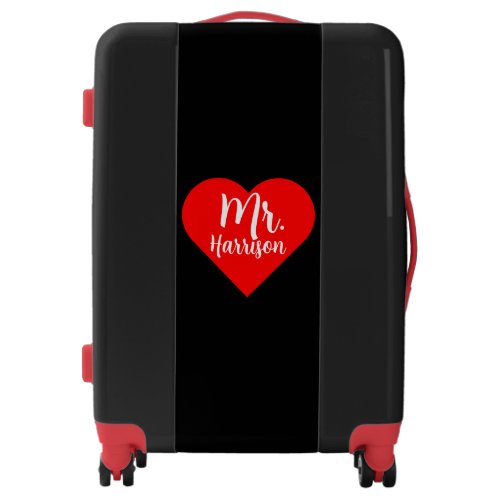 Red Heart Mr Surname Newlywed Just Married Modern  Luggage