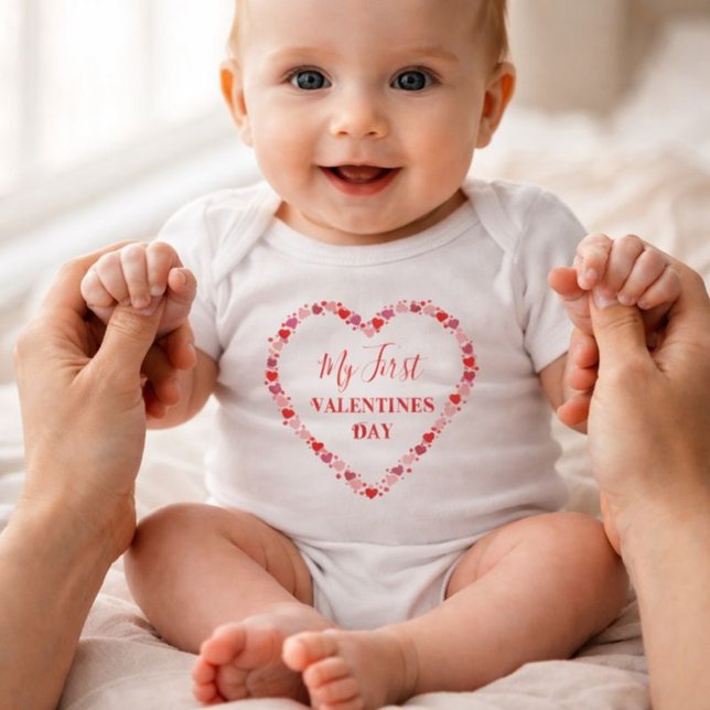 Red Heart My First Valentine's Day  Baby Bodysuit (Creator Uploaded)