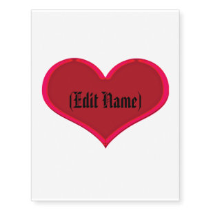 Red Heart Name Tattoo (Temporary) Customize Name