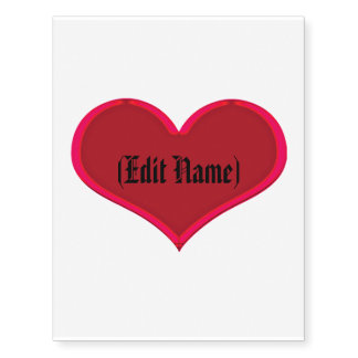Red Heart Name Tattoo (Temporary) Customize Name