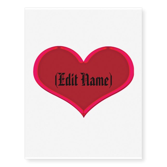 Red Heart Name Tattoo (Temporary) Customize Name (Front)