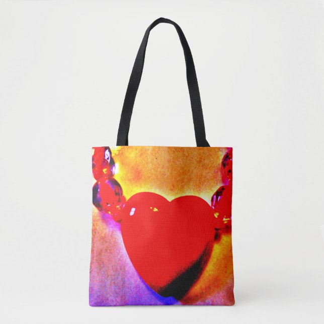 Red Heart Necklace Tote Bag (Front)