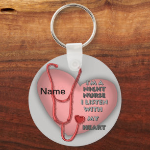 Red Heart Night Nurse Keychain