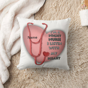 Red Heart Night Nurse Throw Pillow