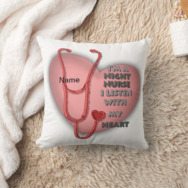 Red Heart Night Nurse Throw Pillow (Blanket)