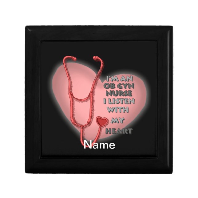 Red Heart ObGyn Nurse Keepsake Box (Front)
