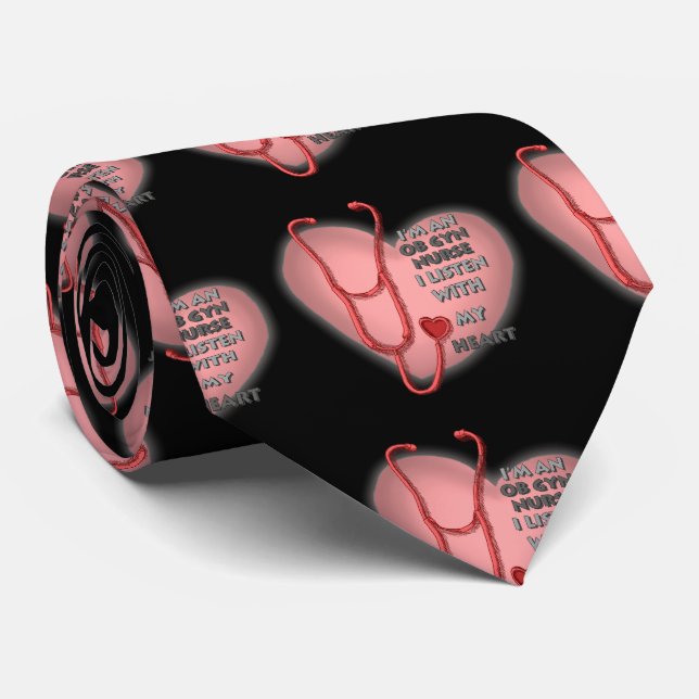 Red Heart ObGyn Nurse Neck Tie (Rolled)