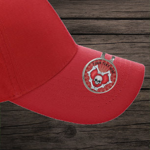 Red Heart of Bones Skull Sparkle Eyes Squiggles Golf Hat Clip
