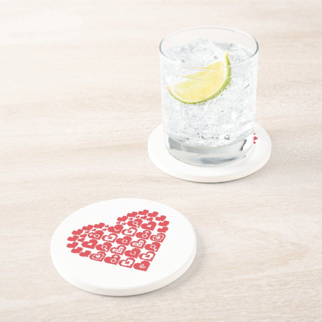 Red HEART of hearts Sandstone Coaster (Side)