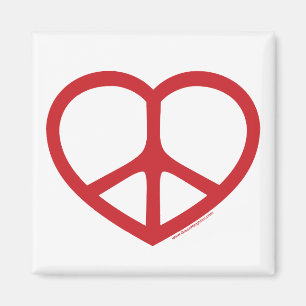 Red Heart of Love, Peace Sign Magnet