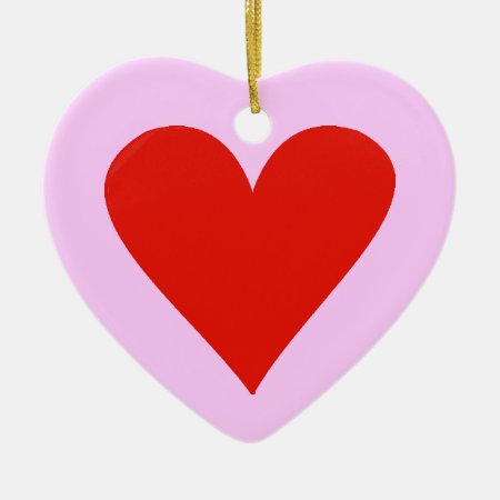 Red Heart On A Ceramic Heart Pendant Ceramic Ornament