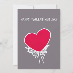 Red heart on a gray minimalist Valentine's Day Hol Holiday Card