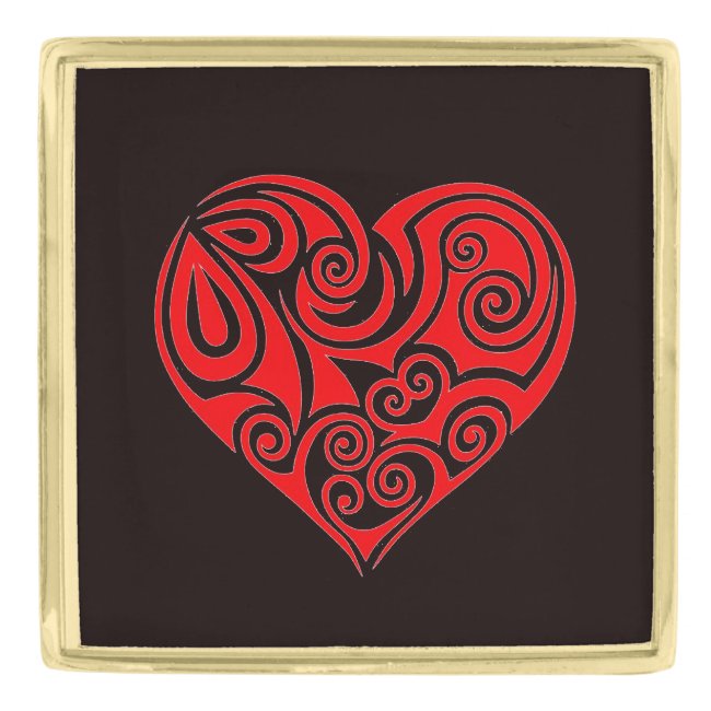 Red Heart on Black Lapel Pin