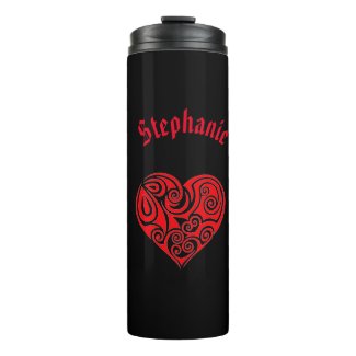 Red Heart on Black Thermal Tumbler