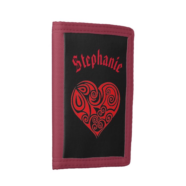 Red Heart on Black Wallet