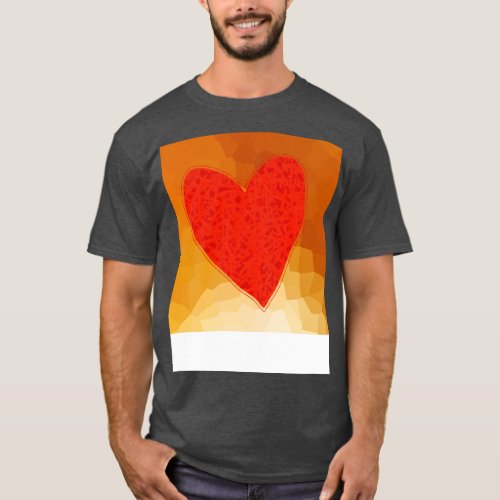 Red Heart on Gold Mosaic T_Shirt