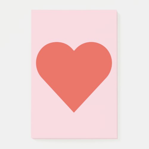 Red Heart on Pink Background Note