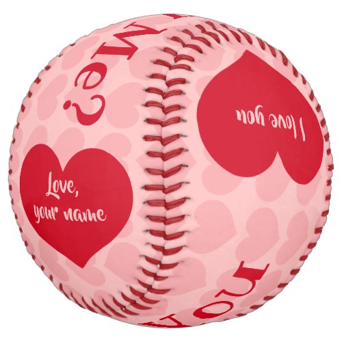 Red heart on pink marriage proposal softball