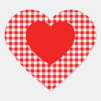 Red Heart on Red Gingham Heart Sticker