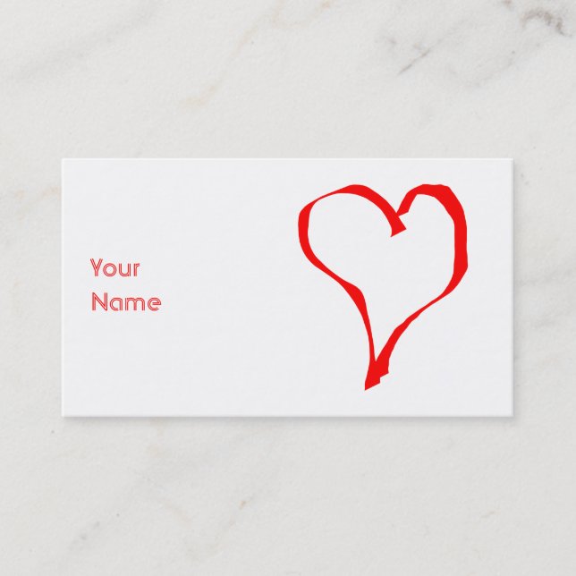 Red Heart on White. Business Card (Front)