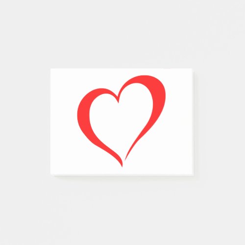 Red Heart Outline Post_it Notes