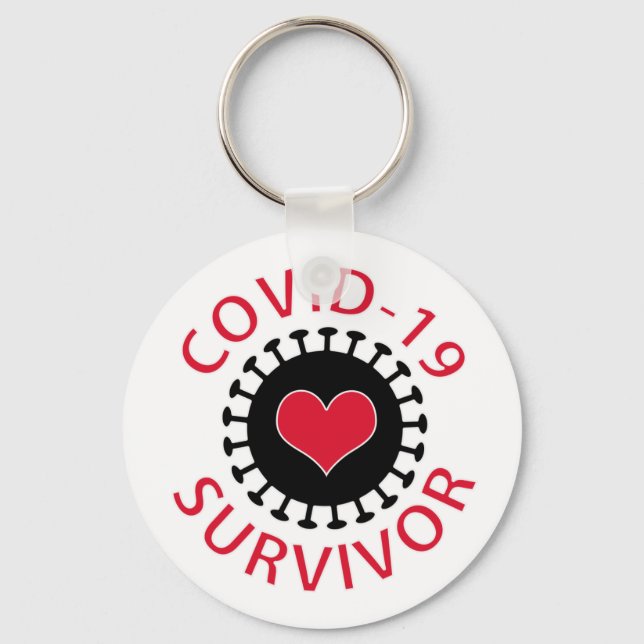 Red Heart Pandemic Coronavirus Covid-19 Survivor Keychain (Front)