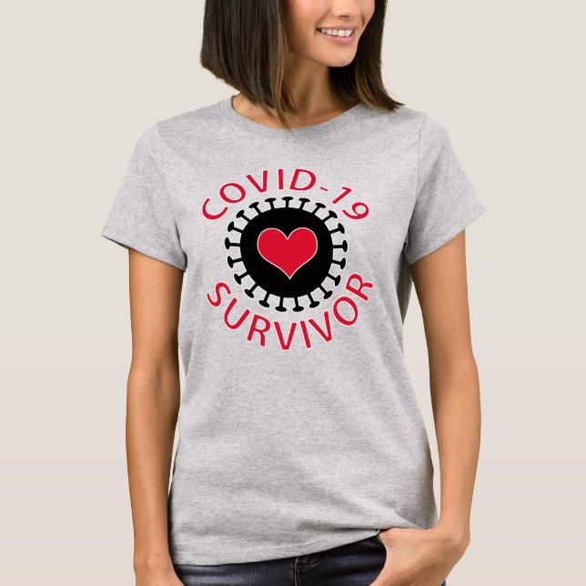 Red Heart Pandemic Coronavirus Covid-19 Survivor T-Shirt (Front)