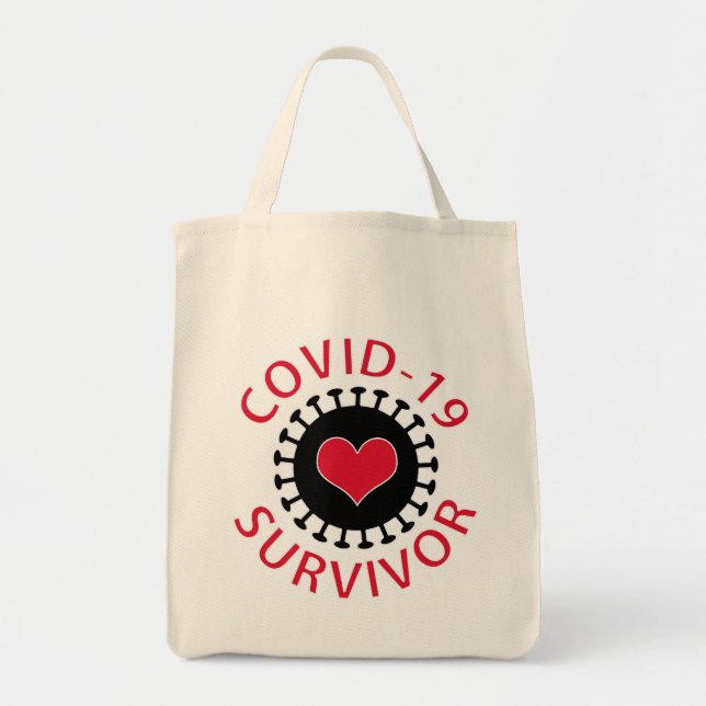 Red Heart Pandemic Coronavirus Covid-19 Survivor Tote Bag (Front)