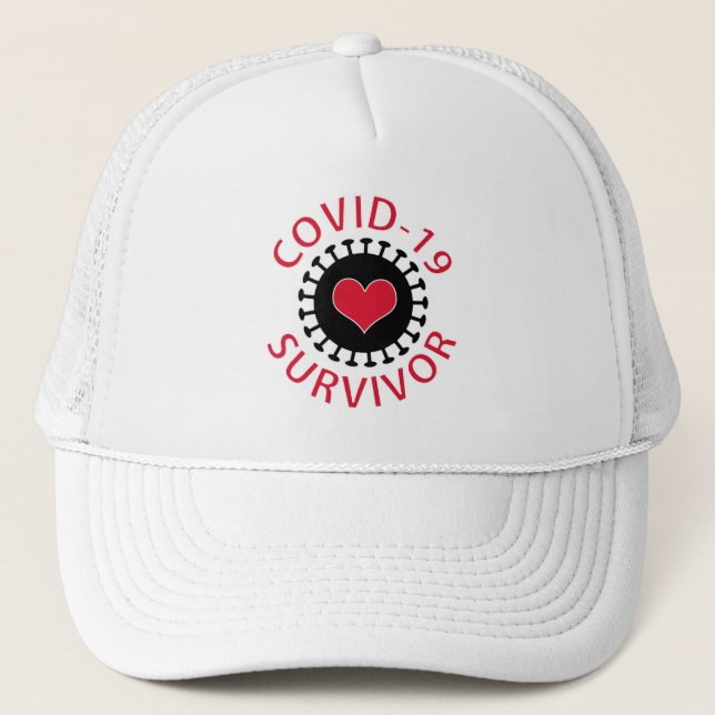 Red Heart Pandemic Coronavirus Covid-19 Survivor Trucker Hat (Front)