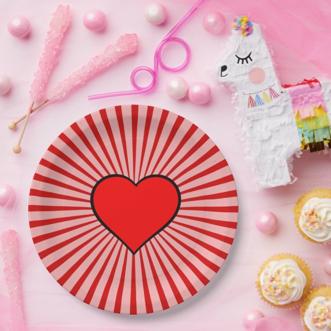 Red Heart Paper Plates (Party)