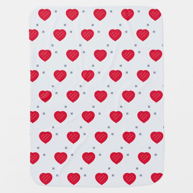 Red Heart Pattern Baby Blanket – Soft & Cute (Front)