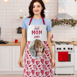 Red Heart Pattern Best Mom Photo Mother`s Day Apron<br><div class="desc">Red Heart Pattern Best Mom Photo Mother`s Day Apron. Hand-drawn red and pink hearts. Add your photo. Sweet keepsake apron for a mother.</div>